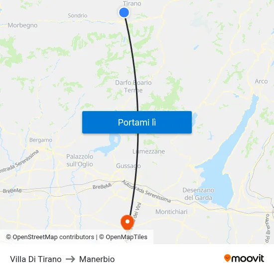 Villa Di Tirano to Manerbio map