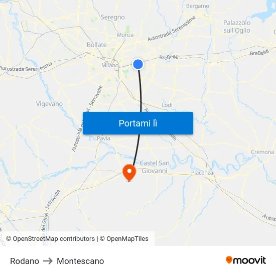 Rodano to Montescano map