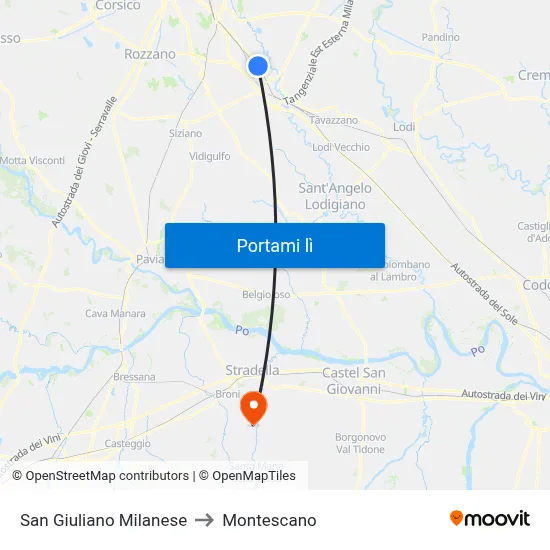 San Giuliano Milanese to Montescano map