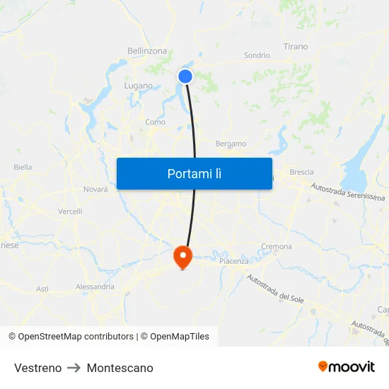 Vestreno to Montescano map