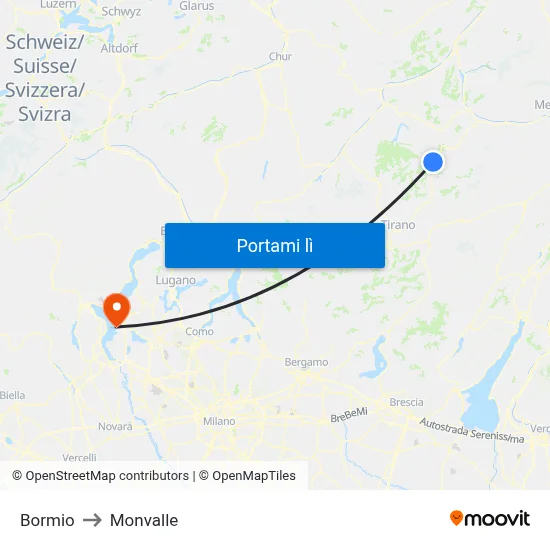 Bormio to Monvalle map