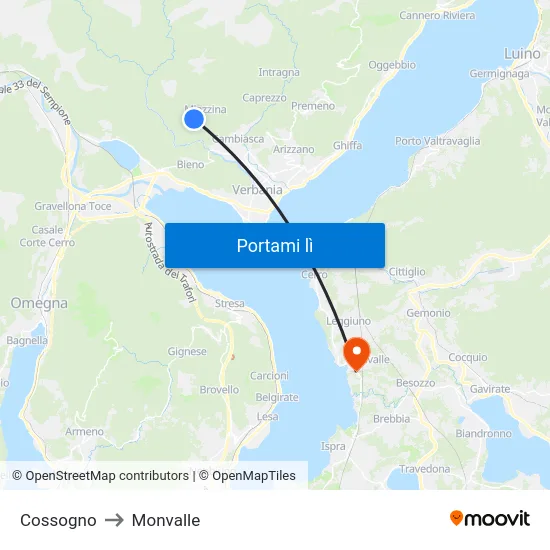 Cossogno to Monvalle map