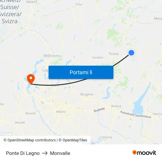 Ponte Di Legno to Monvalle map