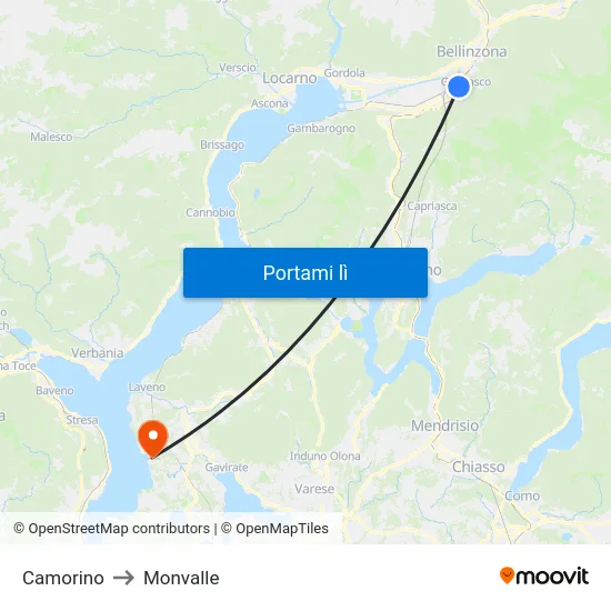 Camorino to Monvalle map