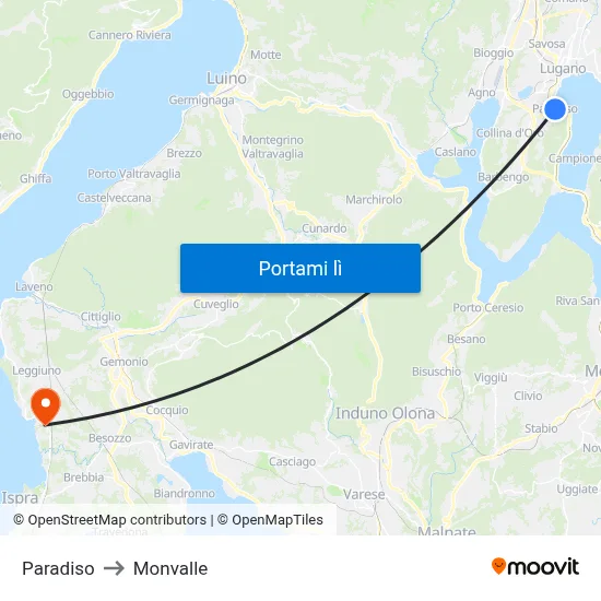 Paradiso to Monvalle map