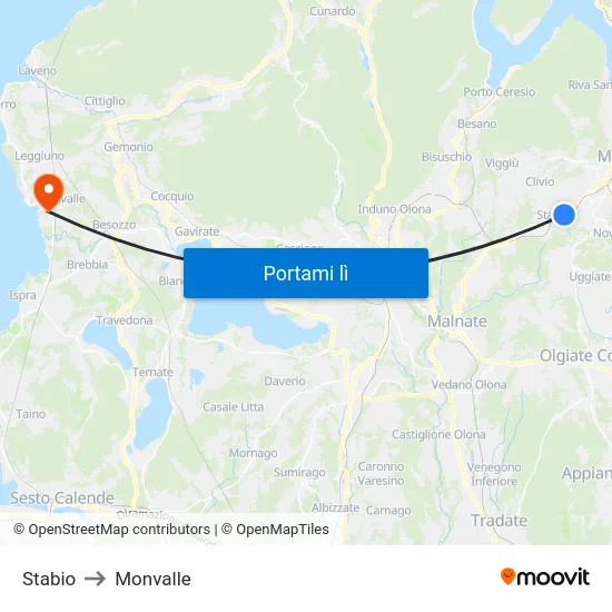 Stabio to Monvalle map