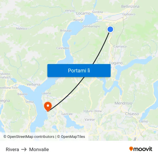 Rivera to Monvalle map