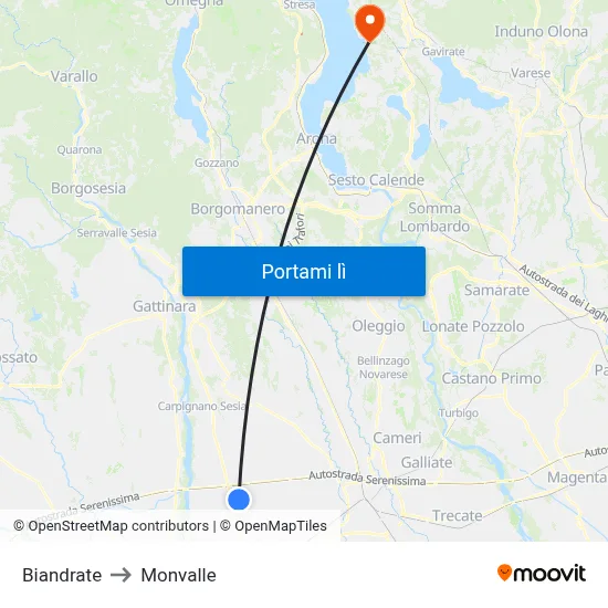 Biandrate to Monvalle map
