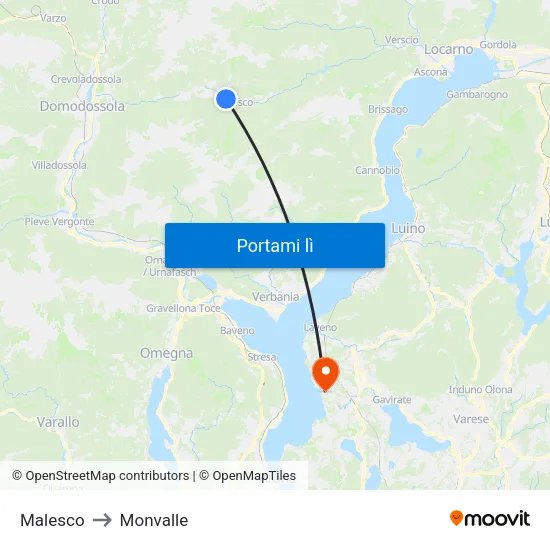 Malesco to Monvalle map