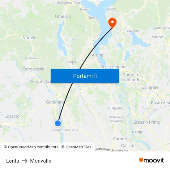 Lenta to Monvalle map