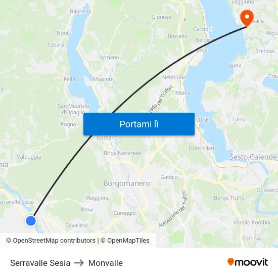 Serravalle Sesia to Monvalle map