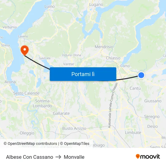 Albese Con Cassano to Monvalle map