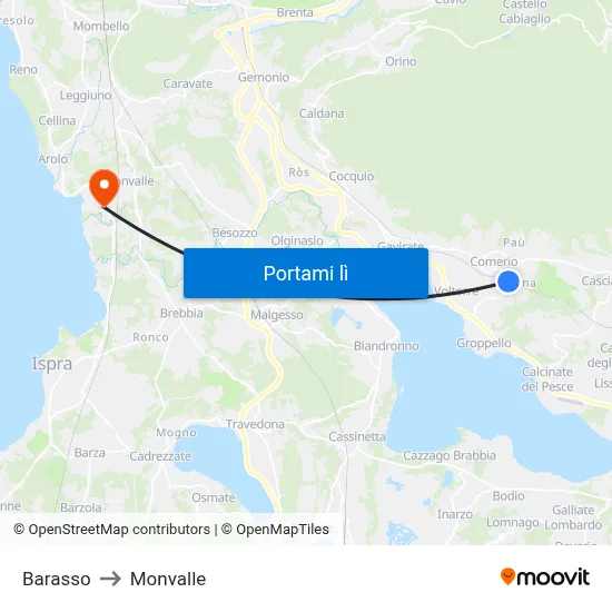 Barasso to Monvalle map
