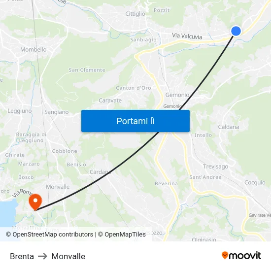 Brenta to Monvalle map