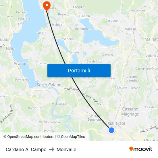 Cardano Al Campo to Monvalle map