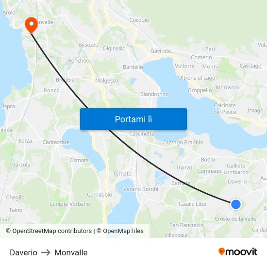 Daverio to Monvalle map