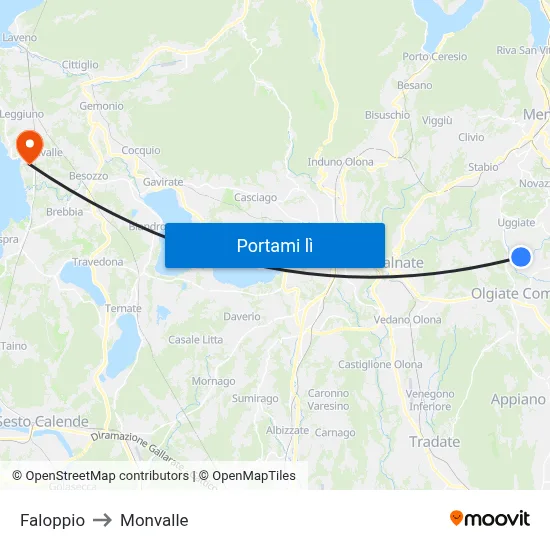 Faloppio to Monvalle map