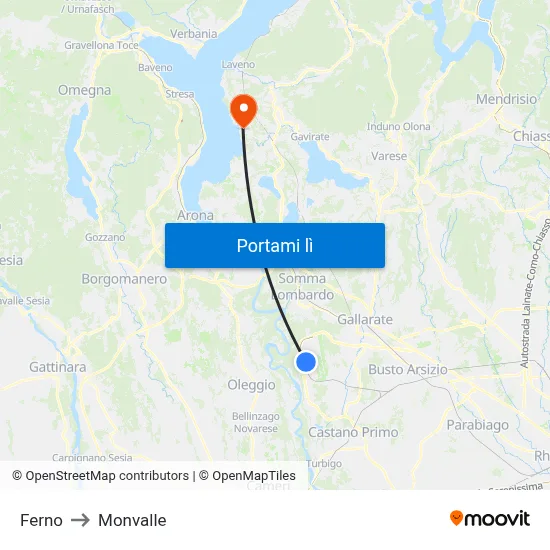 Ferno to Monvalle map