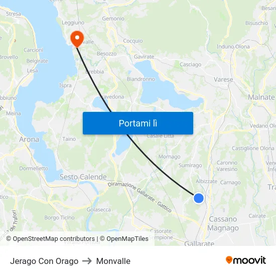 Jerago Con Orago to Monvalle map