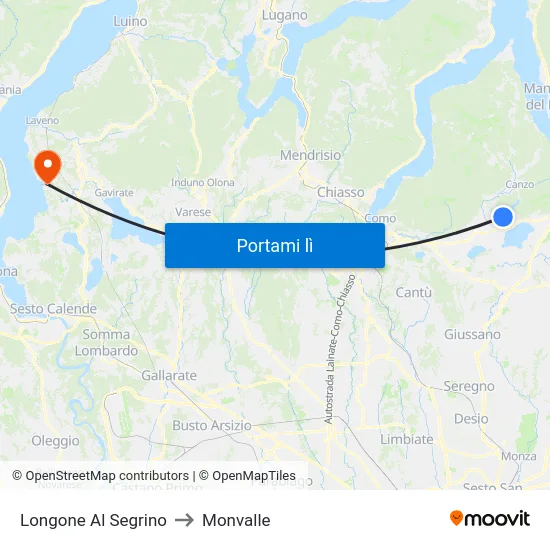 Longone Al Segrino to Monvalle map