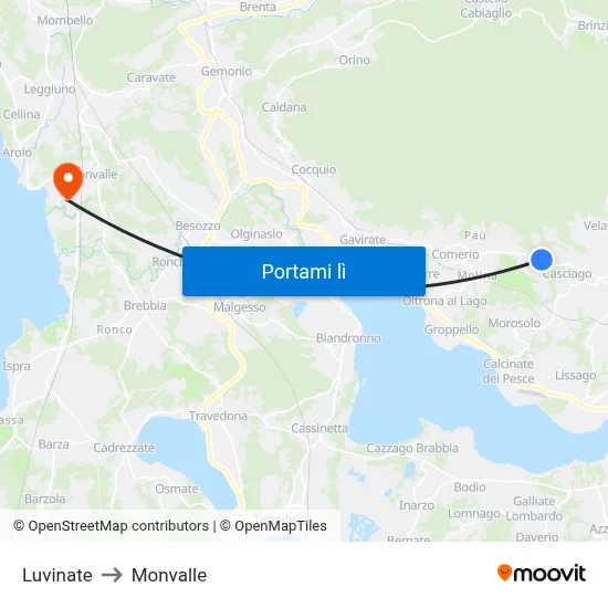 Luvinate to Monvalle map