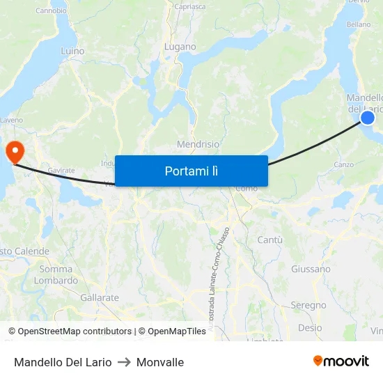 Mandello Del Lario to Monvalle map