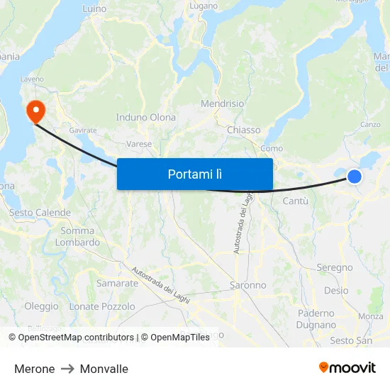 Merone to Monvalle map