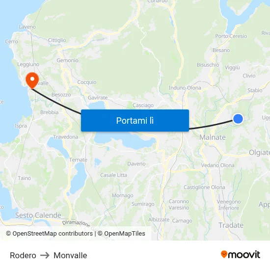 Rodero to Monvalle map