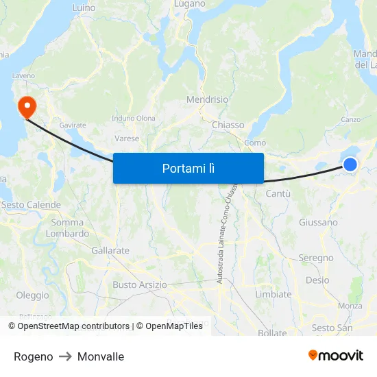 Rogeno to Monvalle map