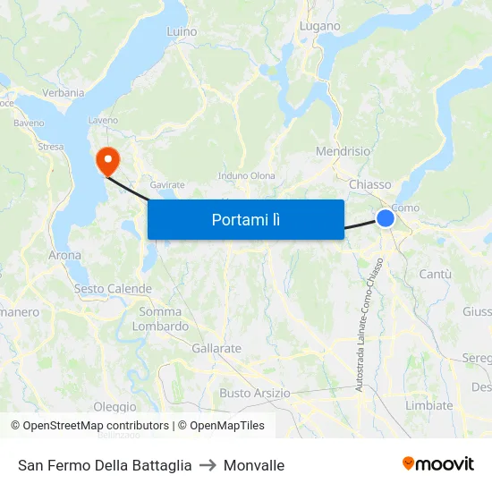 San Fermo Della Battaglia to Monvalle map