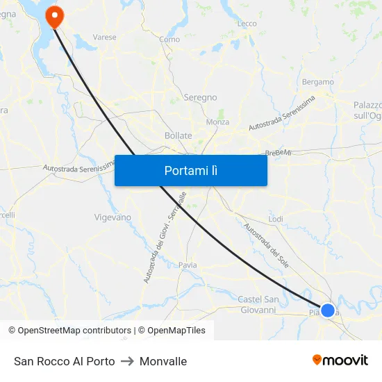 San Rocco Al Porto to Monvalle map