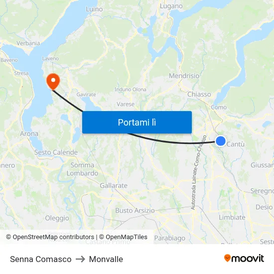 Senna Comasco to Monvalle map