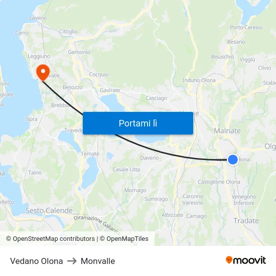 Vedano Olona to Monvalle map