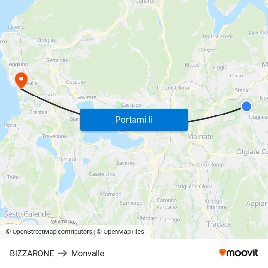 BIZZARONE to Monvalle map