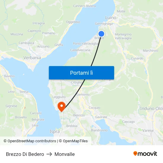 Brezzo Di Bedero to Monvalle map