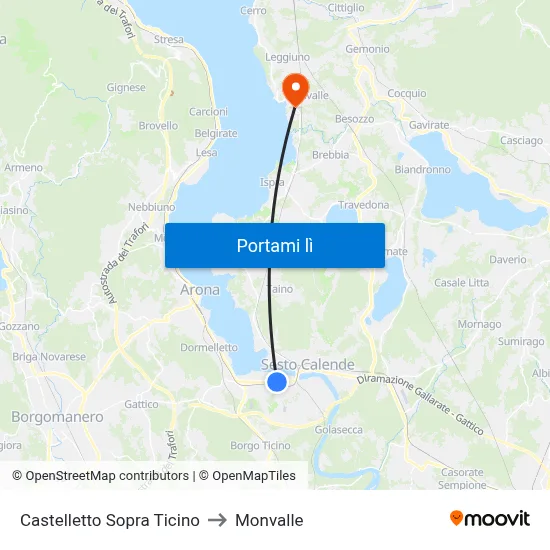 Castelletto Sopra Ticino to Monvalle map