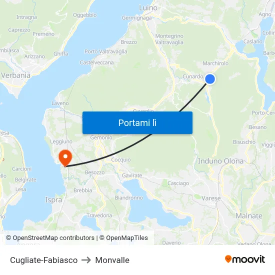 Cugliate-Fabiasco to Monvalle map