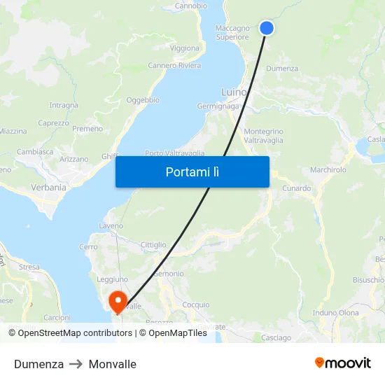 Dumenza to Monvalle map