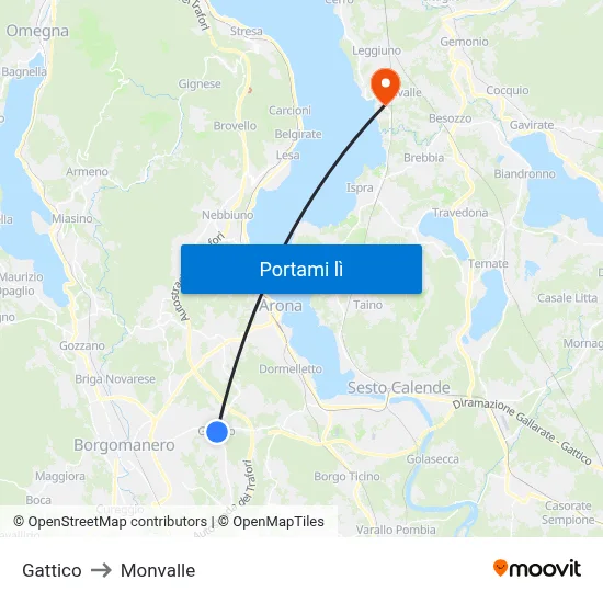 Gattico to Monvalle map