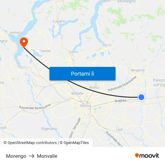 Morengo to Monvalle map