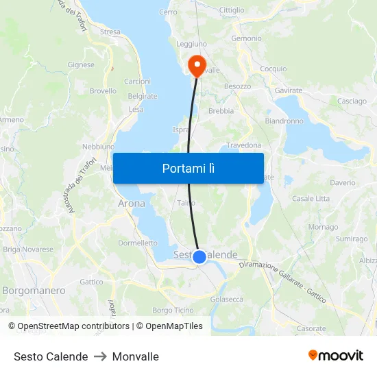 Sesto Calende to Monvalle map