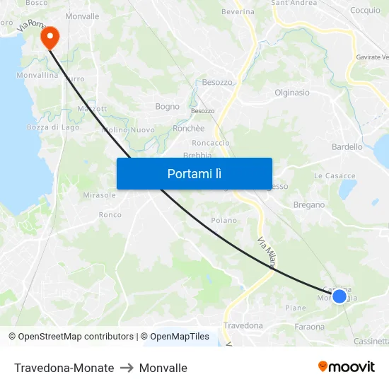 Travedona-Monate to Monvalle map