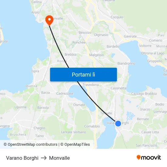 Varano Borghi to Monvalle map