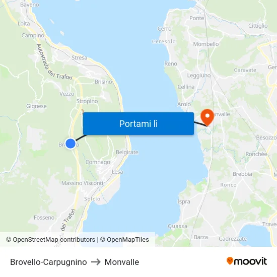 Brovello-Carpugnino to Monvalle map