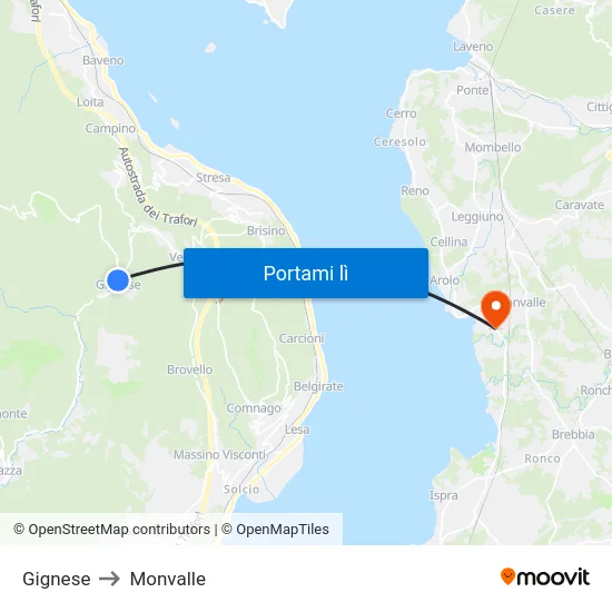 Gignese to Monvalle map