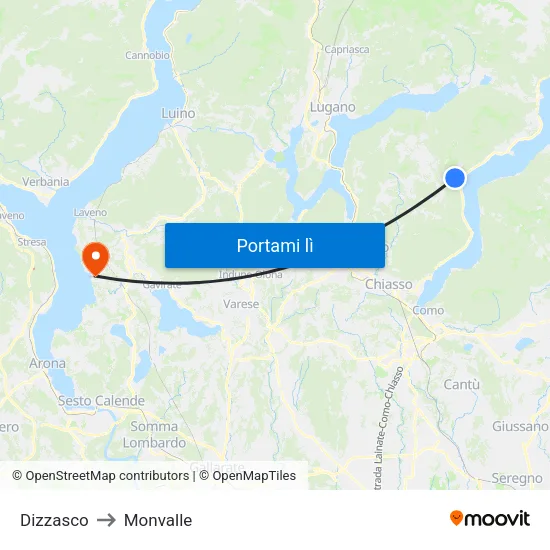 Dizzasco to Monvalle map