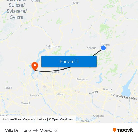 Villa Di Tirano to Monvalle map