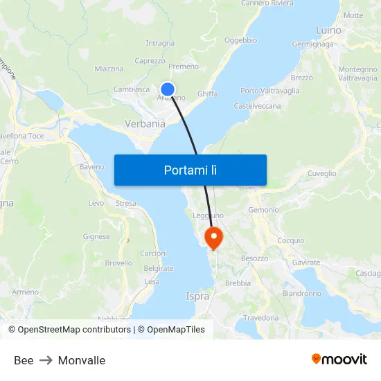 Bee to Monvalle map