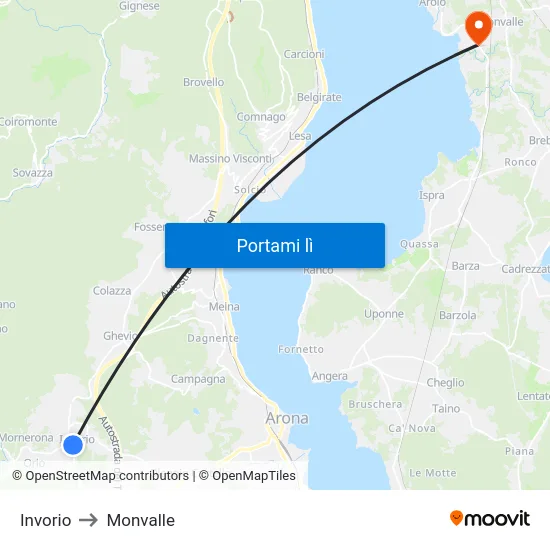 Invorio to Monvalle map