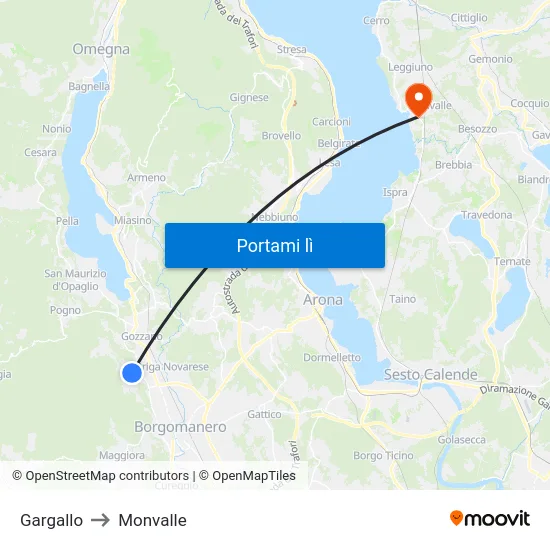 Gargallo to Monvalle map
